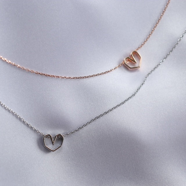 Geometrical Hearts Rose goldplated - Kettingen