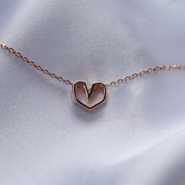 Geometrical Hearts Rose goldplated - Kettingen